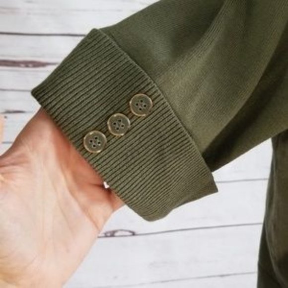 NWT JM Collection Olive Green Button Sleeve Cardig - Picture 3 of 6